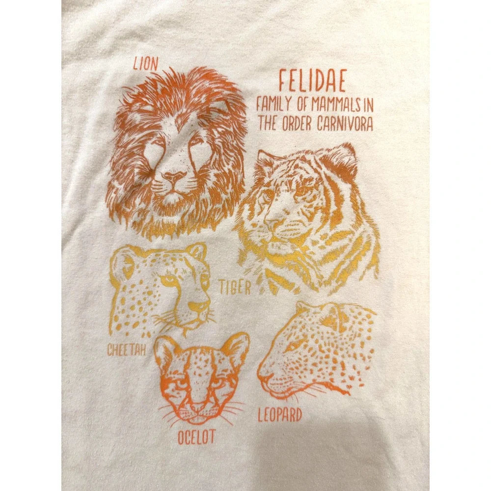 Cat & Jack Shirt Youth Medium 8/10 Beige Felidae Big Cat Graphic Long Sleeve Top